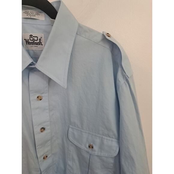 Woolrich Vintage Men's Blue Long Sleeve Button Up Shirt Size L - Picture 3 of 5
